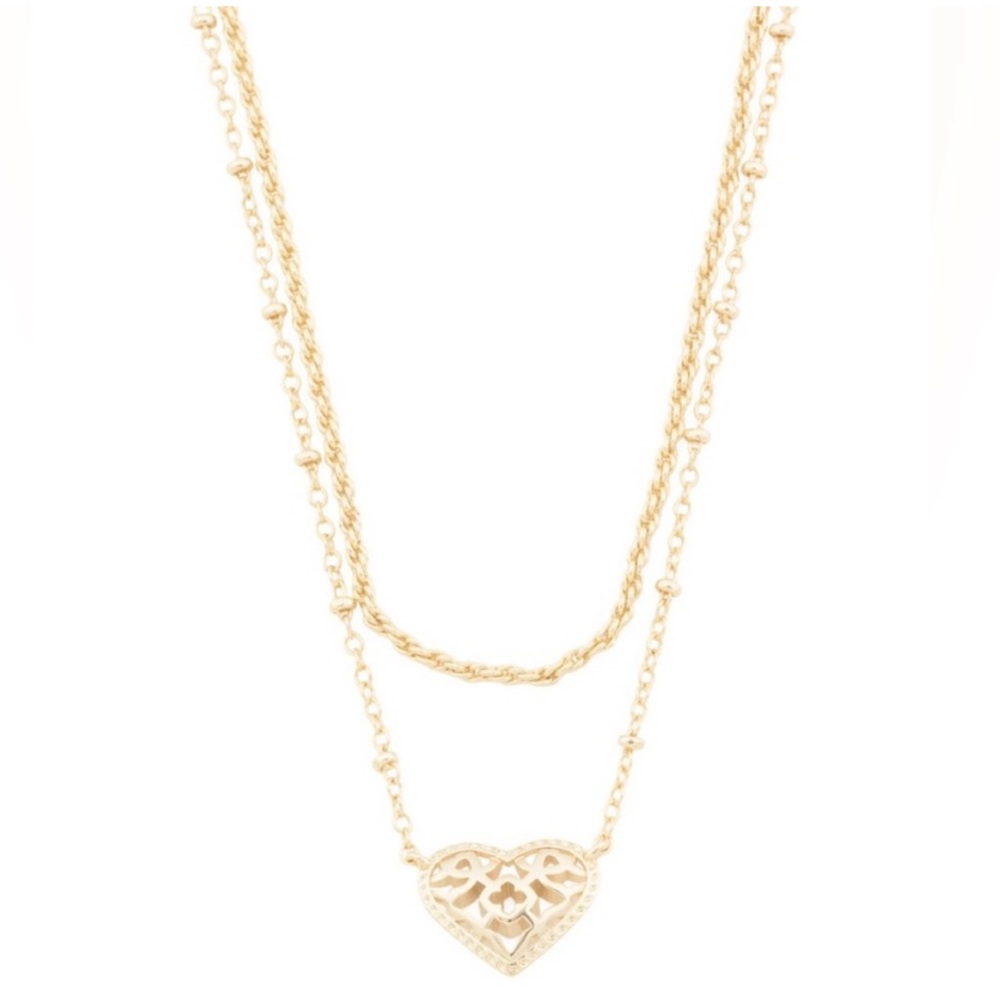 Kate Spade Anna Filigree Heart Multi Strand  Necklace (Gold)
